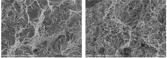 圖12-29 準(zhǔn)解理斷裂形貌 圖12-30 剪切韌窩形貌
