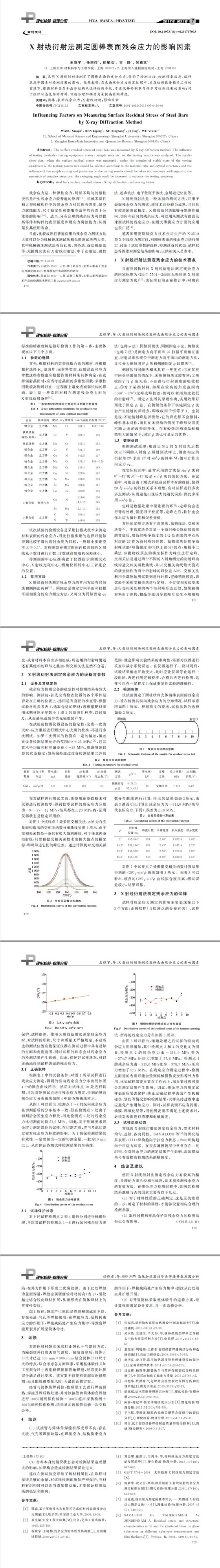 X射線(xiàn)衍射法測(cè)定圓棒表面殘余應(yīng)力的影響因素