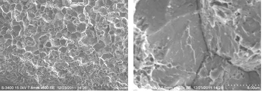 斷口微觀冰糖狀形貌 圖12-38 晶面上有明顯雞爪痕