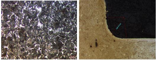 圖11-125 心部金相組織 圖11-126斷口相鄰圓角處金相組織