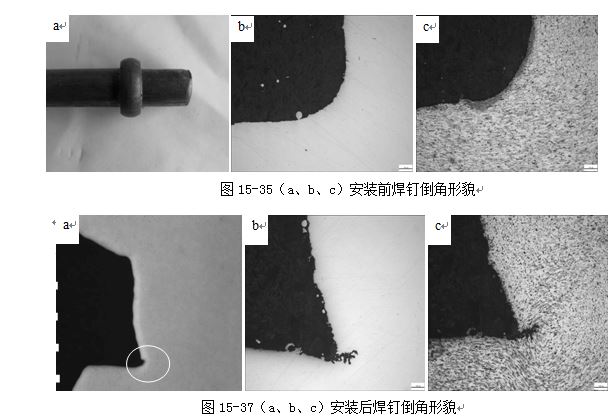 圖15-37（a、b、c）安裝后焊釘?shù)菇切蚊? /> 
</p>
<p style=